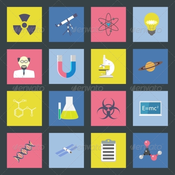GraphicRiver Science Flat Icons Set 8338417 GraphicRiver Science Flat Icons Set 8338417
