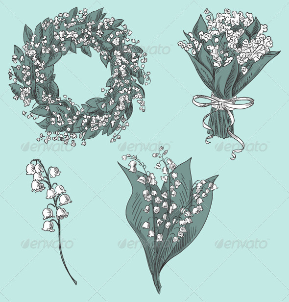 GraphicRiver Set of Lily of the Valley Drawings 8338600 GraphicRiver Set of Lily of the Valley Drawings 8338600