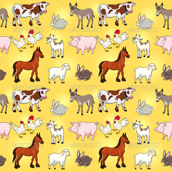 Funny Farm Animals With Background Design Templates