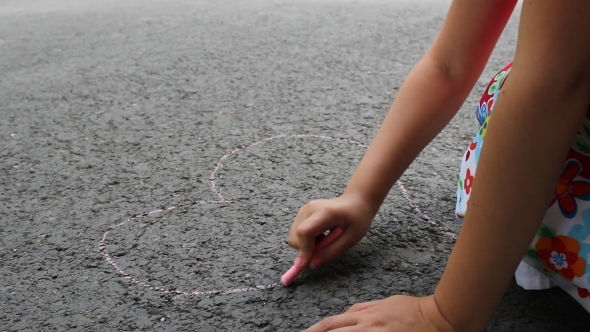 Girl Drawing With Chalk Girl Drawing With Chalk