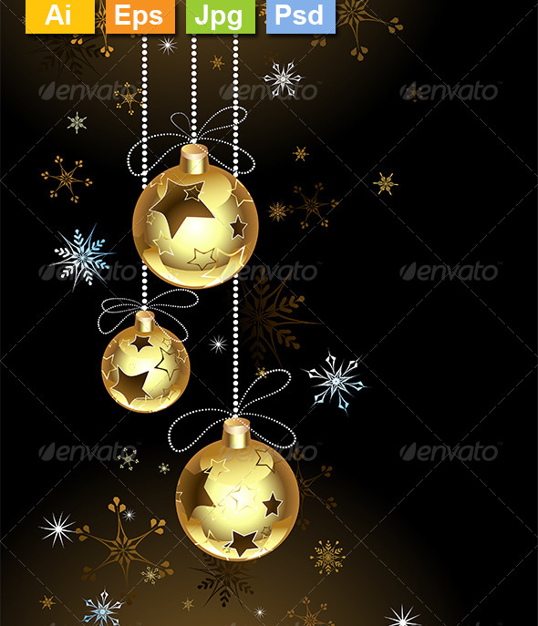 GraphicRiver Gold Christmas Baubles 8340399 GraphicRiver Gold Christmas Baubles 8340399