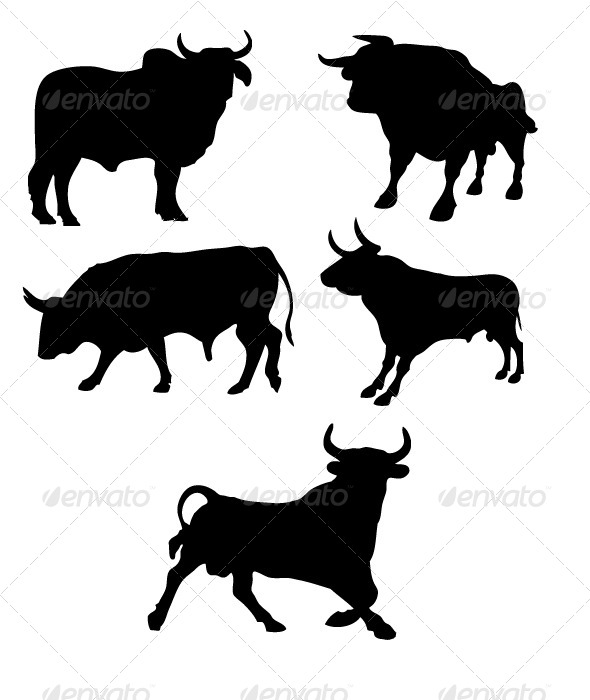 GraphicRiver Bull Silhouettes 8340774 GraphicRiver Bull Silhouettes 8340774