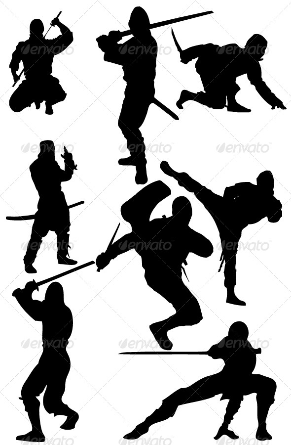 GraphicRiver Ninja Silhouettes 8343407 GraphicRiver Ninja Silhouettes 8343407