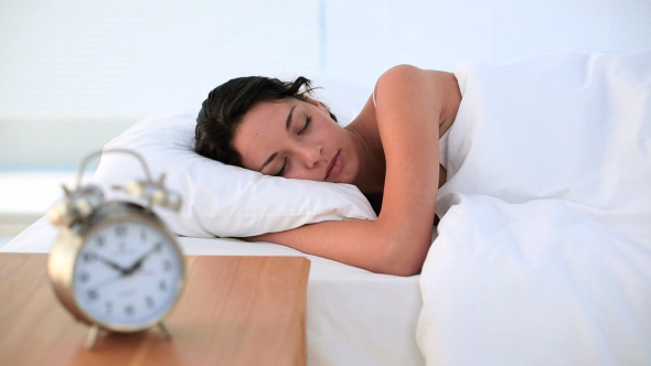 Brunette Sleeping Peacefully In Bed Brunette Sleeping Peacefully In Bed