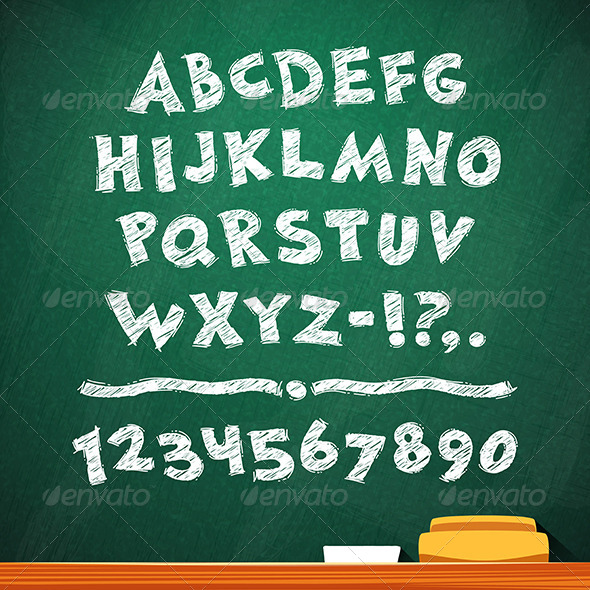 GraphicRiver Cartoon Chalk Vector Font on Green School Board 8334569 GraphicRiver Cartoon Chalk Vector Font on Green School Board 8334569