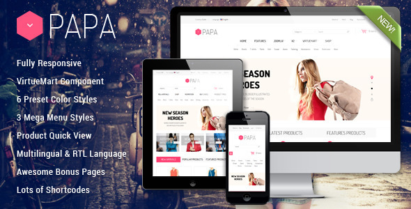 Papa - Responsive Multipurpose VirtueMart Template