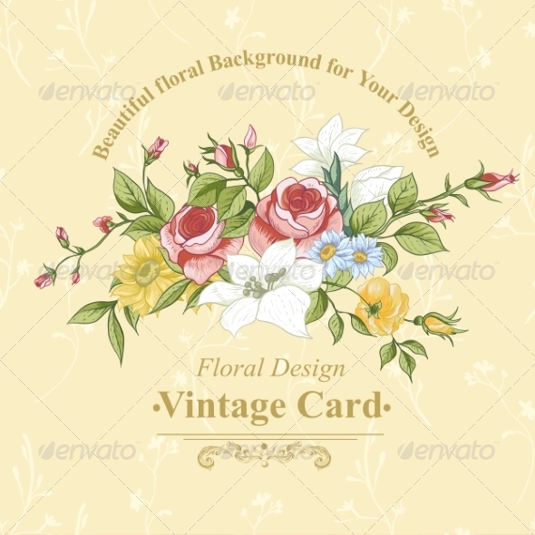GraphicRiver Vintage Greeting Card with Flowers 8349261 GraphicRiver Vintage Greeting Card with Flowers 8349261