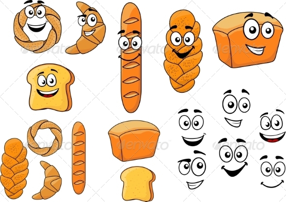 GraphicRiver Cartoon Breads with Happy Smiling Faces 8349301 GraphicRiver Cartoon Breads with Happy Smiling Faces 8349301