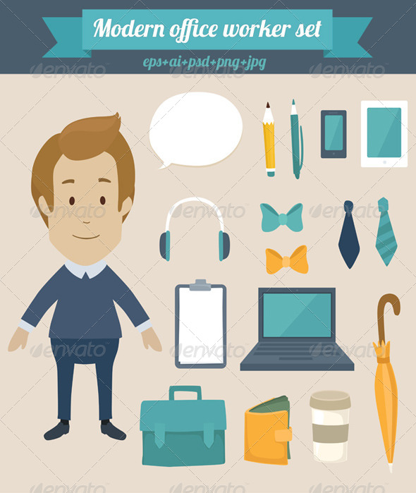 GraphicRiver Modern Office Worker Set 8350739 GraphicRiver Modern Office Worker Set 8350739
