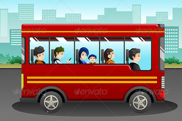 GraphicRiver Different People Riding a Bus 8354303 GraphicRiver Different People Riding a Bus 8354303