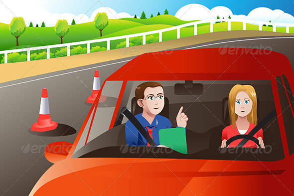 Teenager in a Road Driving Test Teenager in a Road Driving Test