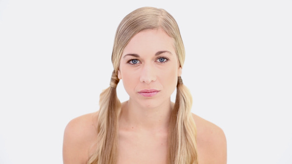 Happy Nude Blonde Using Tweezers Happy Nude Blonde Using Tweezers