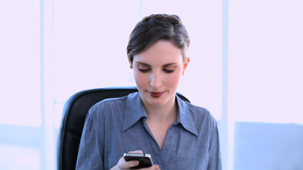 Happy Businesswoman Answering Smartphone Happy Businesswoman Answering Smartphone