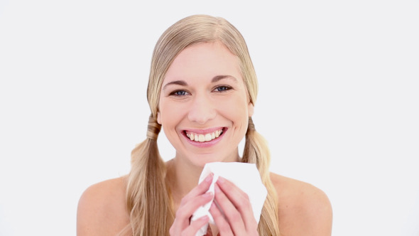 Happy Nude Blonde Blowing Nose Happy Nude Blonde Blowing Nose