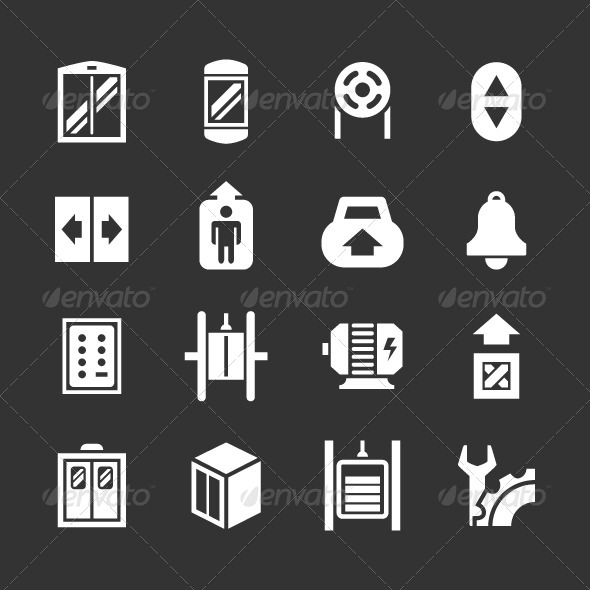 GraphicRiver Set Icons of Elevator and Lift 8362433 GraphicRiver Set Icons of Elevator and Lift 8362433