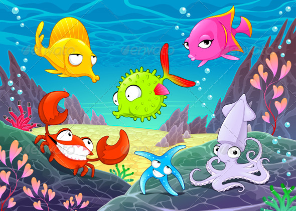 GraphicRiver Happy Animals Under the Sea 8363944 GraphicRiver Happy Animals Under the Sea 8363944