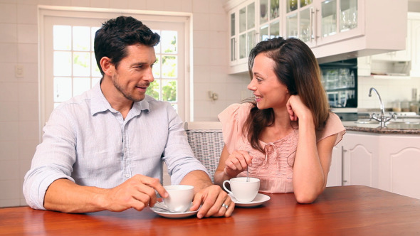 Happy Couple Drinking Coffee Together 1 Happy Couple Drinking Coffee Together 1