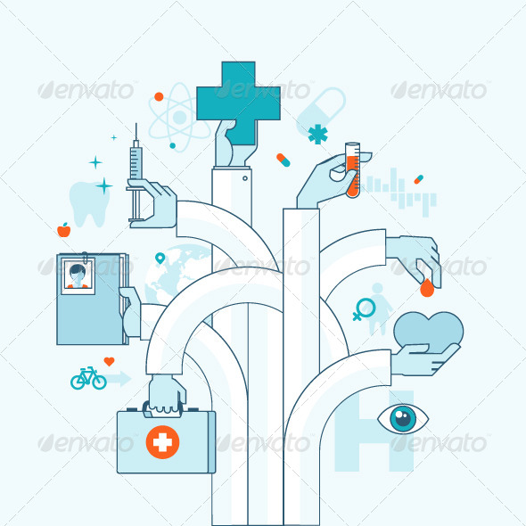 Flat Line Concept on Medicine Theme (Health/Medicine)