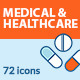 Set of Flat Line Icons on Medicine Theme