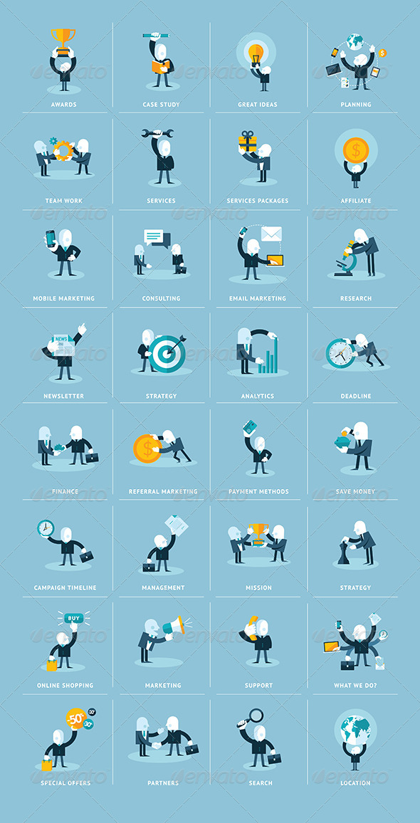 GraphicRiver Flat Design Business People Icons 8371063 GraphicRiver Flat Design Business People Icons 8371063