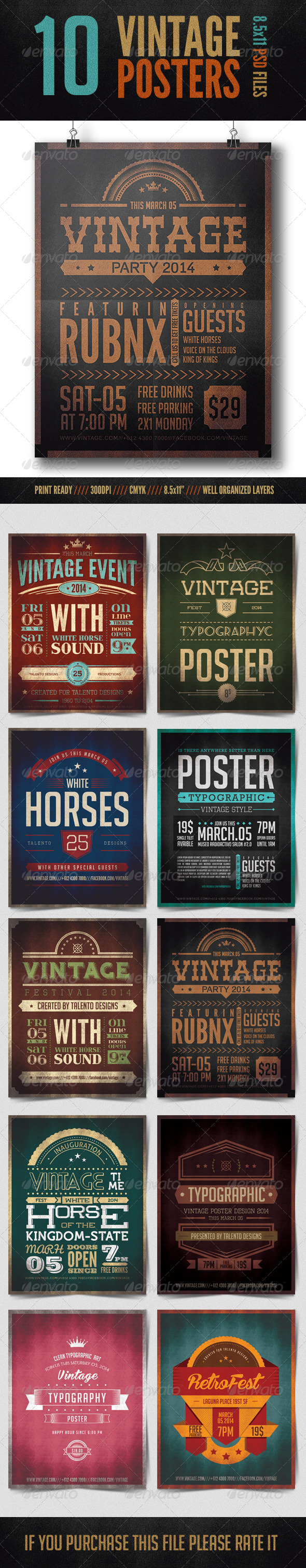 Vintage Typographic Posters - Events Flyers