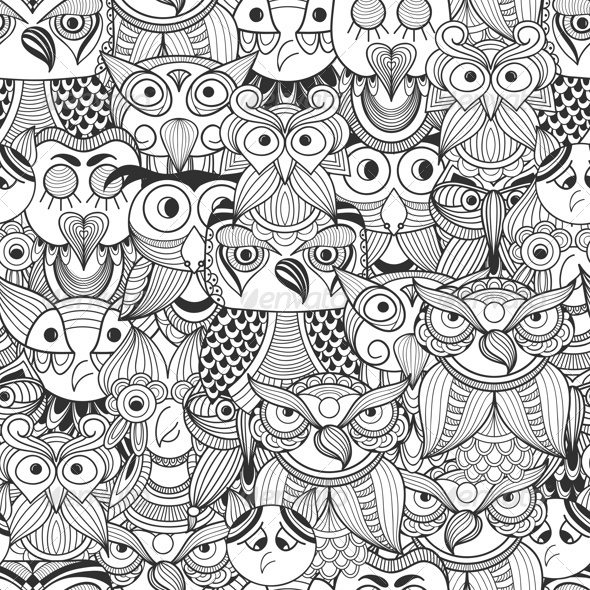 GraphicRiver Seamless Pattern with Doodle Owls 8364481 GraphicRiver Seamless Pattern with Doodle Owls 8364481