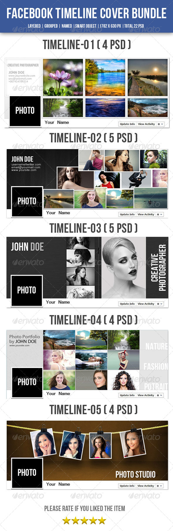 GraphicRiver 5 In 1 Facebook Timeline Bundle 8373932 GraphicRiver 5 In 1 Facebook Timeline Bundle 8373932