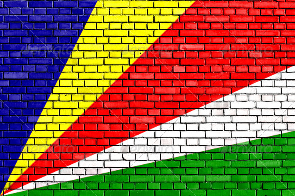 flag of Seychelles painted on brick wall (Misc) Photo Download