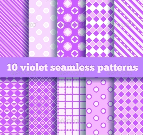 Set of Ten Seamless Geometric Violet Patterns (Patterns)