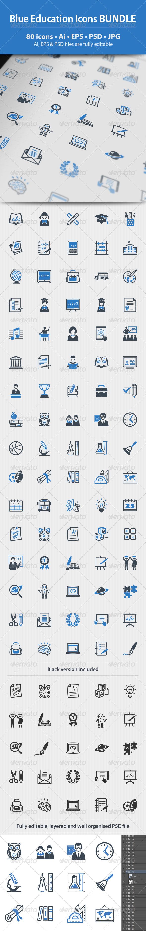 GraphicRiver Education Icons Blue Series Bundle 8371256 GraphicRiver Education Icons Blue Series Bundle 8371256