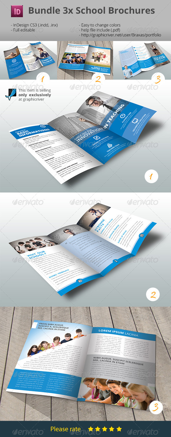 GraphicRiver School Brochures Bundle 3x 8389879 GraphicRiver School Brochures Bundle 3x 8389879