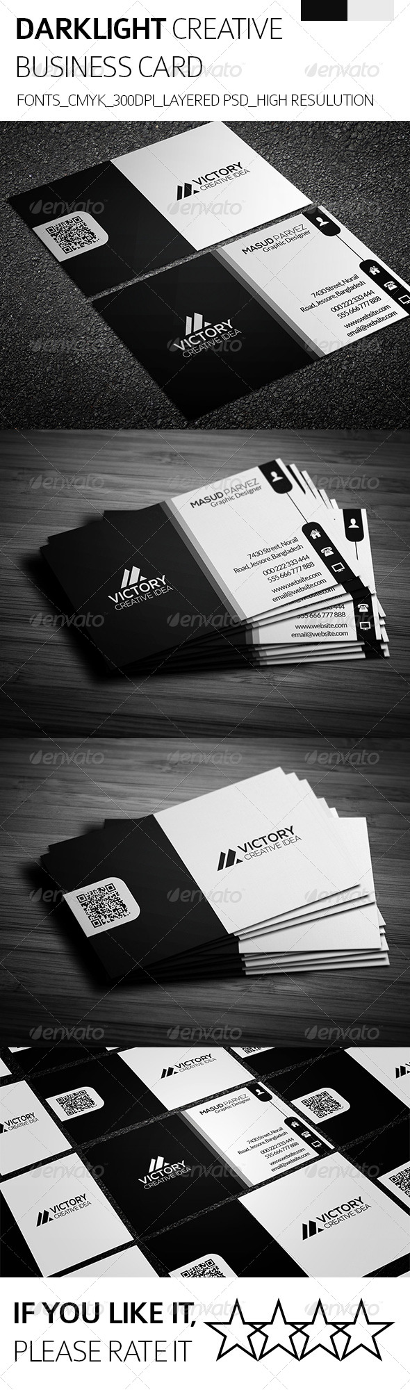 GraphicRiver Dark Light & Creative Business Card 8392211 GraphicRiver Dark Light & Creative Business Card 8392211