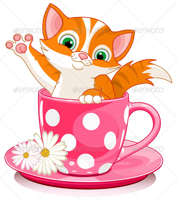 GraphicRiver Cat in a Tea Cup 8395094 GraphicRiver Cat in a Tea Cup 8395094