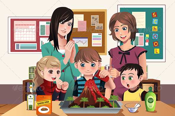 GraphicRiver Elementary students with Volcano Experiment 8398834 GraphicRiver Elementary students with Volcano Experiment 8398834