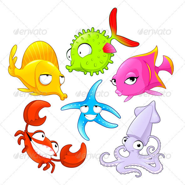 GraphicRiver Funny Sea Animals 8401354 GraphicRiver Funny Sea Animals 8401354