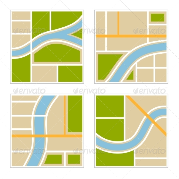 GraphicRiver Set of Abstract City Map Illustration 8405704 GraphicRiver Set of Abstract City Map Illustration 8405704