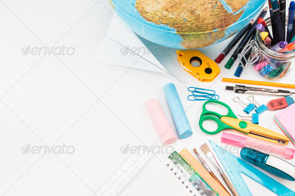 School Accessories on a White Background (Misc) Photo Download