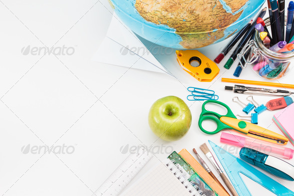 School Accessories on a White Background (Misc) Photo Download