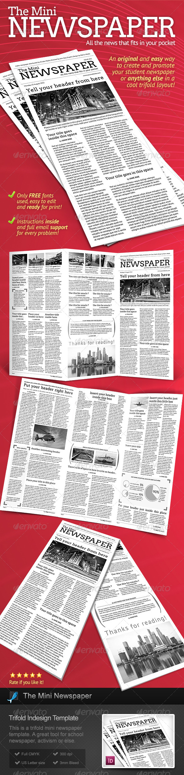 newspaper template for school project