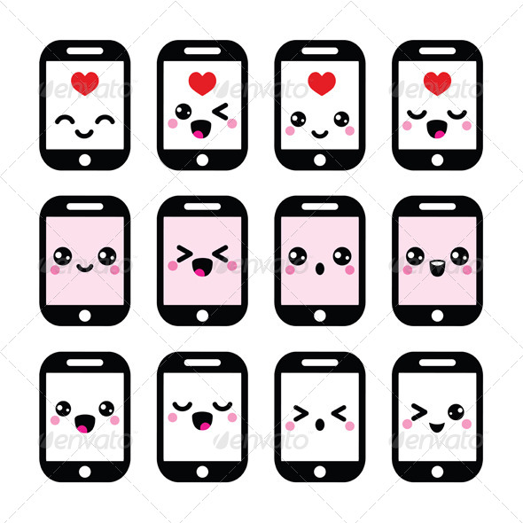 GraphicRiver Japanese Kawaii Character Phone Icons 8406035 GraphicRiver Japanese Kawaii Character Phone Icons 8406035