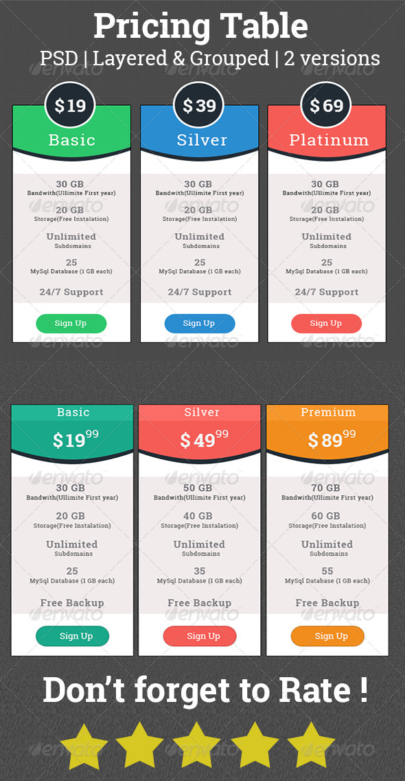 GraphicRiver Pricing Table Flat Pricing Table 8406073 GraphicRiver Pricing Table Flat Pricing Table 8406073
