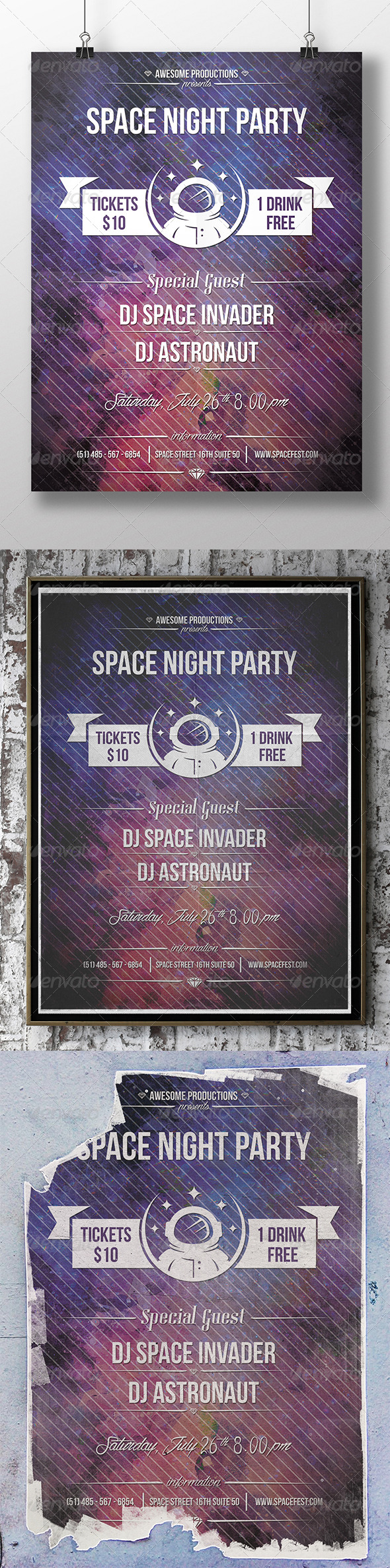GraphicRiver Space Party Flyer 8406107 GraphicRiver Space Party Flyer 8406107