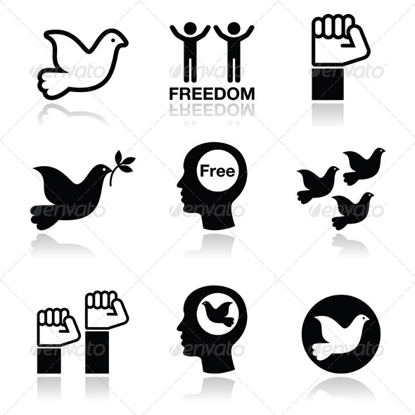 GraphicRiver Freedom Icons Set Dove and Fist Symbols 8406322 GraphicRiver Freedom Icons Set Dove and Fist Symbols 8406322