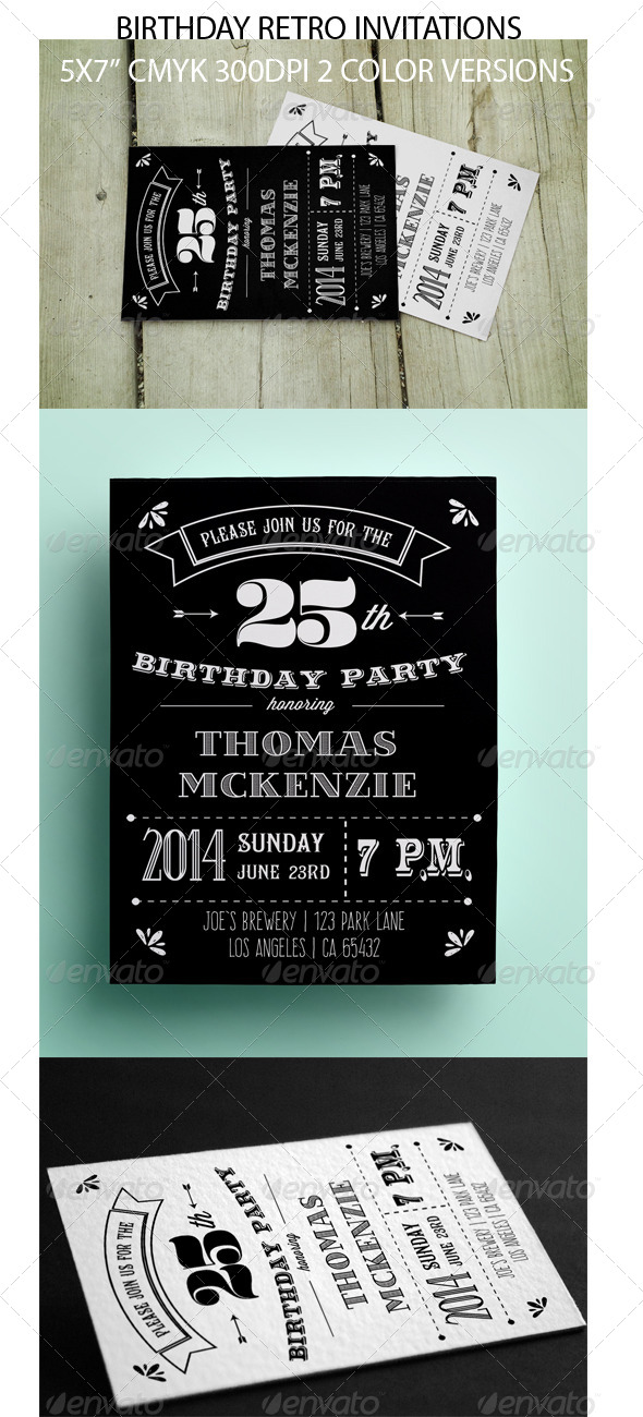 GraphicRiver Retro Black and White Invitation Card 8405878 GraphicRiver Retro Black and White Invitation Card 8405878