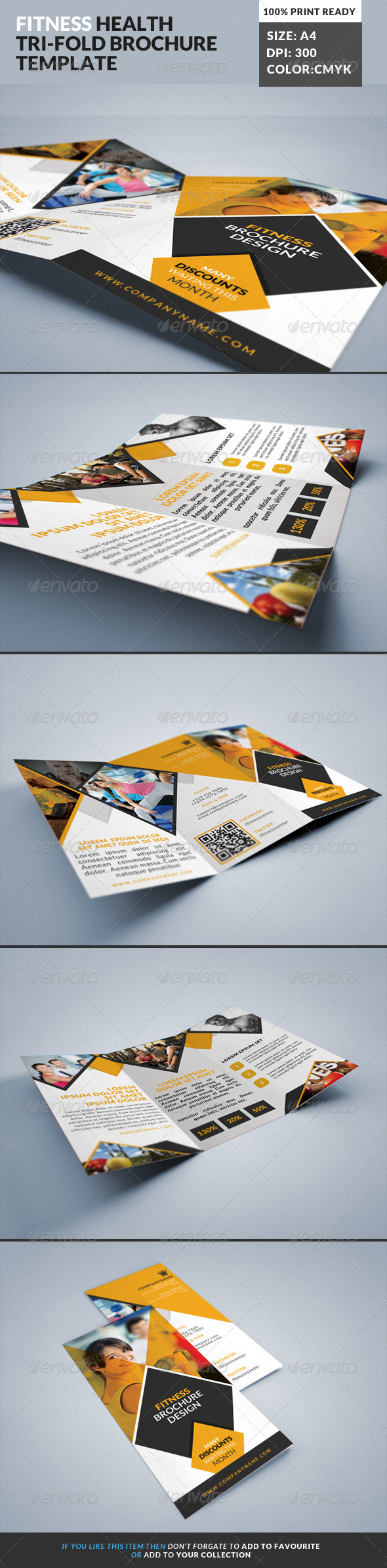 Fitness Gym Tri-Fold Brochures Template 2