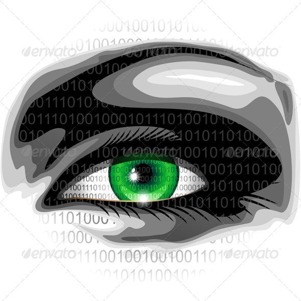 Electronic Eye with overprinted Binary Numbers (Computers)