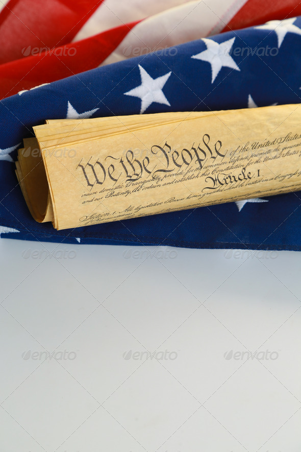 American Constitution with US Flag (Misc) Photo Download