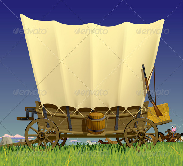 GraphicRiver Wild West Covered Wagon 8408661 GraphicRiver Wild West Covered Wagon 8408661