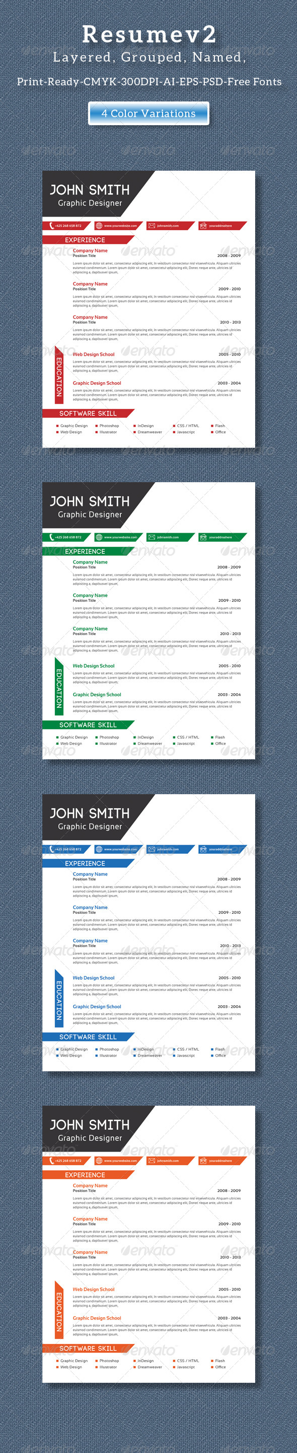 GraphicRiver Clean Creative Resume V2 8408674 GraphicRiver Clean Creative Resume V2 8408674