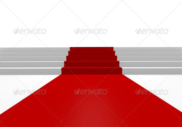 Red carpet on white stairs (Misc) Photo Download